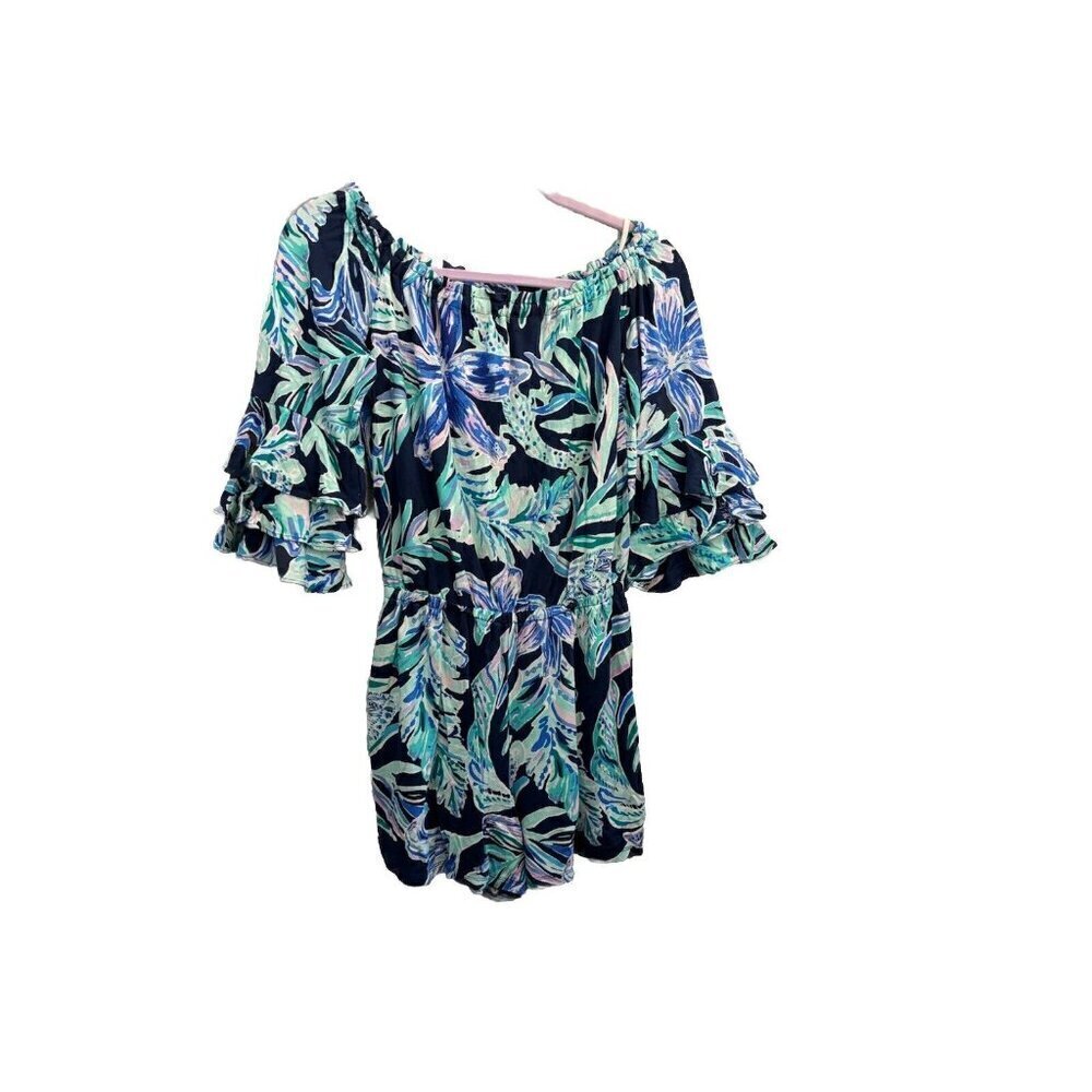 Lilly Pulitzer Calla Ruffle High Tide Romper Women Size XS